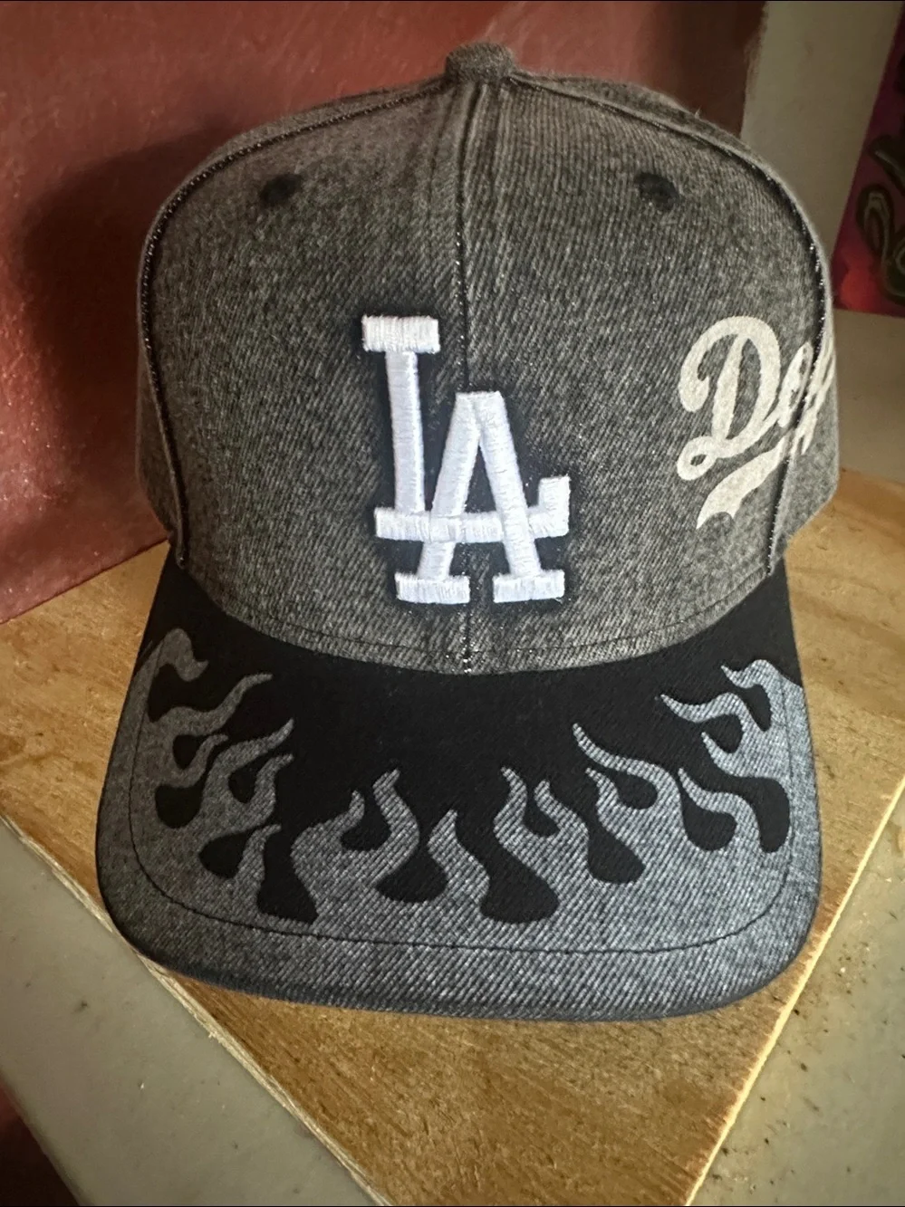 Denim LA flames retro Los Angeles Dodgers baseball snapback hat cap new designer